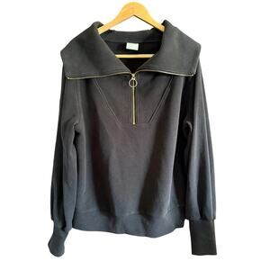 VARLEY | Vine Ottoman Rib Black Half Zip Pullover Sweatshirt Large